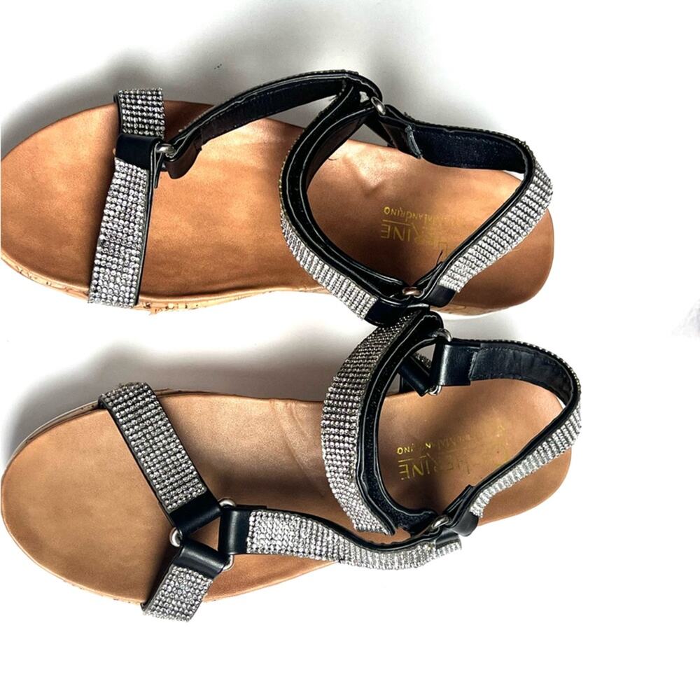 Catherine Malandrino Women's  Bejeweled Low Heel Wedge Sandals Sz 6.5